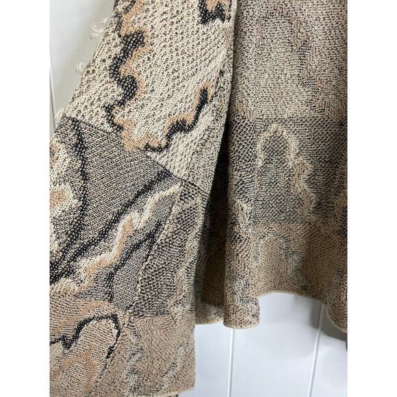 Free People Boho Southwestern Tan/Brown/Cream Open Front Tapestry Cardigan - Picture 5 of 7